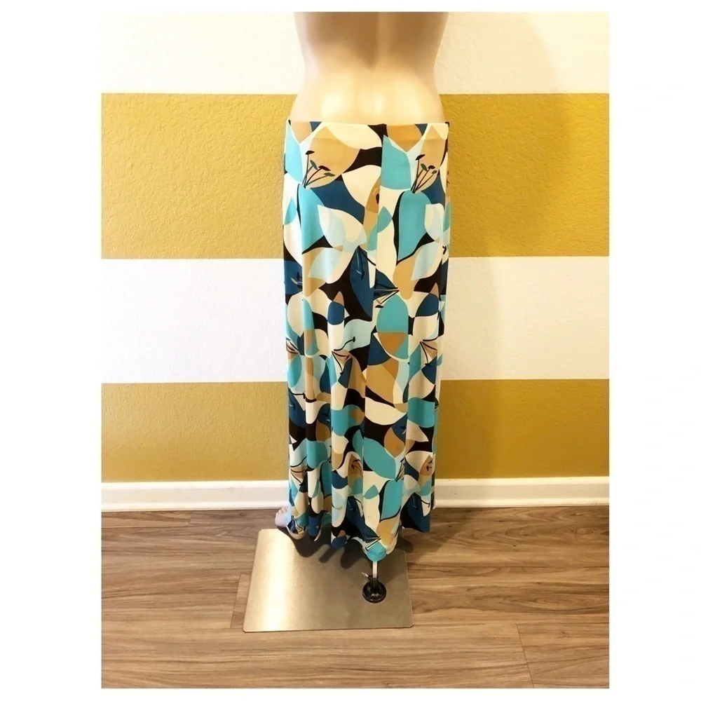 Multicolored abstract print maxi skirt